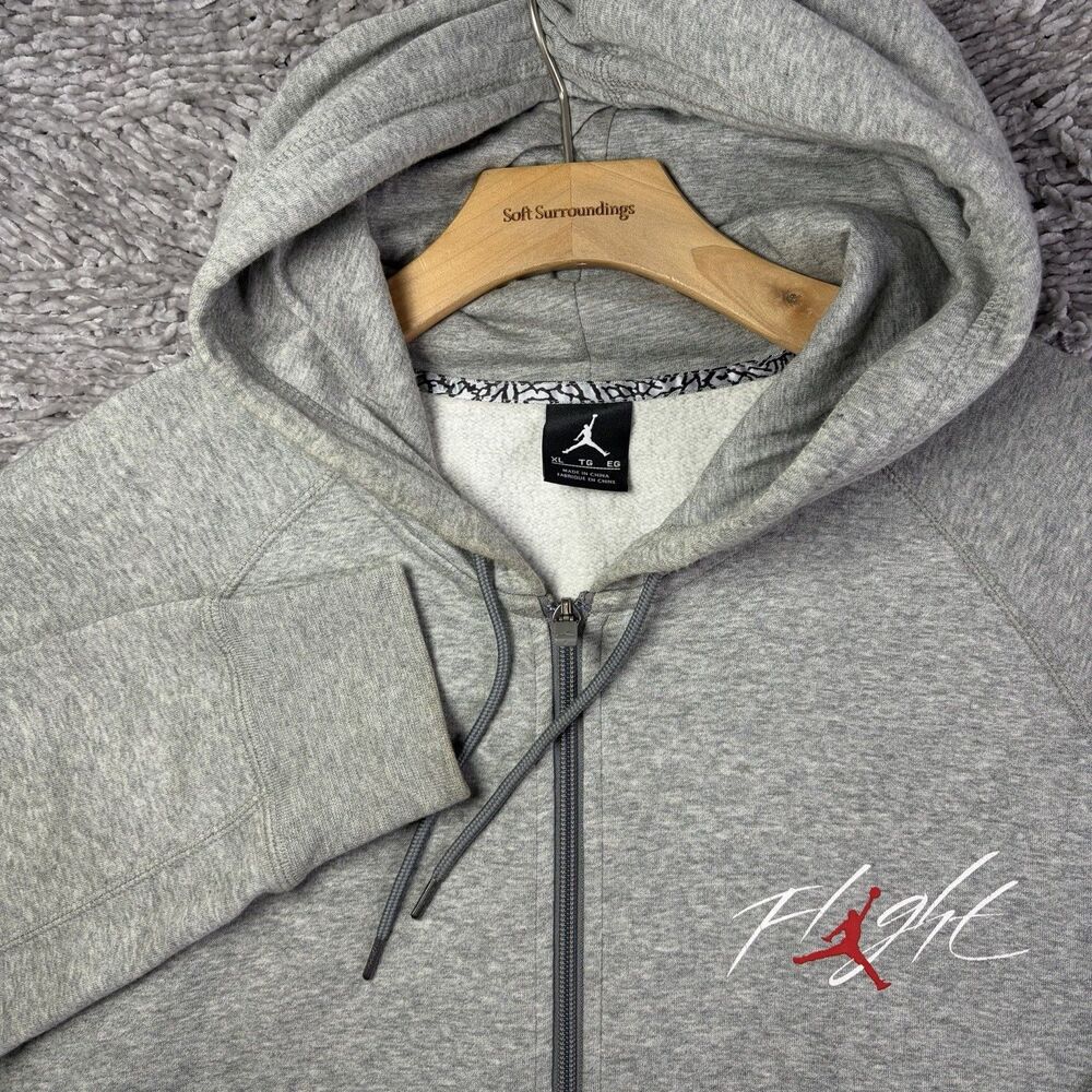 Jordan Flight Full Zip Hoodie Mens XL Gray Activewear Training Gym Winter Jump